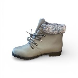 Women's Gray Faux Fur-Lined Ankle Boots